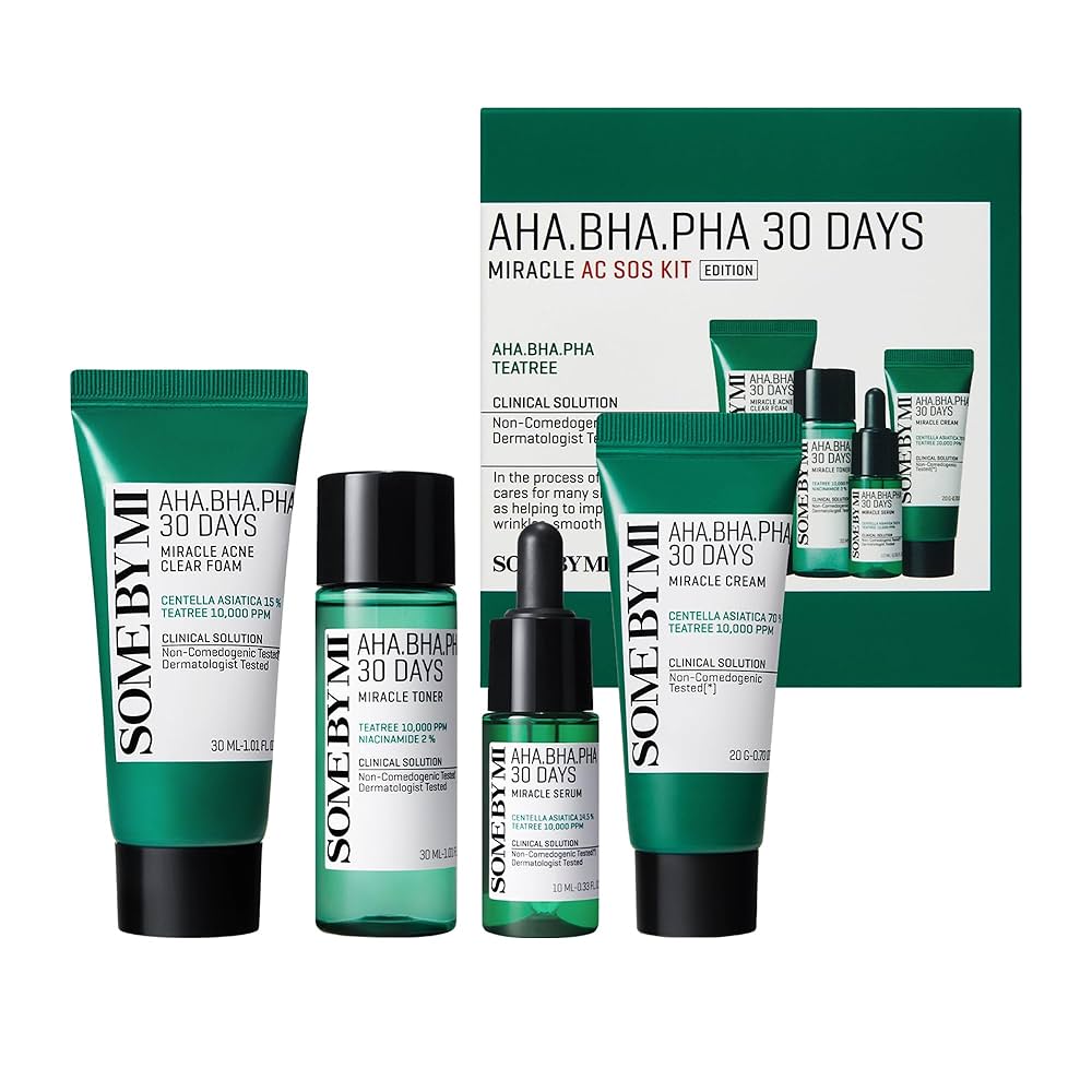 SOME BY MI AHA-BHA-PHA 30 DAYS MIRACLE AC S.O.S KIT [Foam Cleanser 30ml, Toner 30ml, Serum 10ml, Cream 20g]