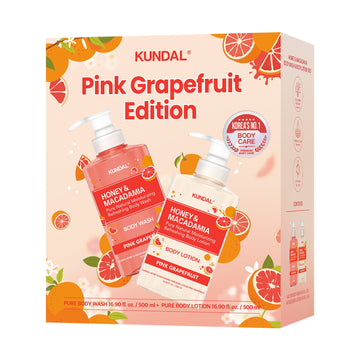 KUNDAL Pink Grapefruit Edition - Honey & Macadamia Body Wash 500ml +Lotion 500ml