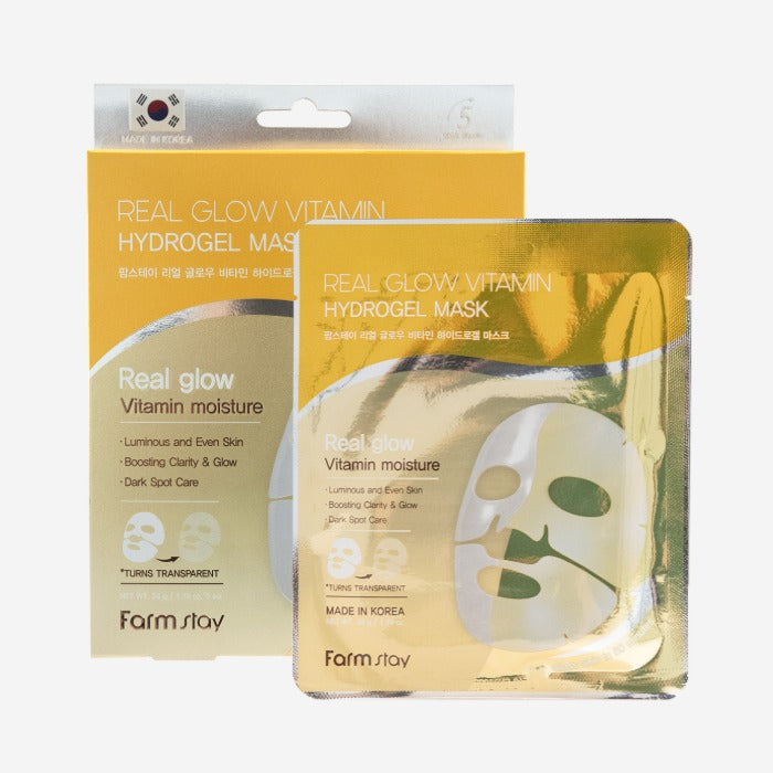 FarmStay Real Glow Vitamin Hydrogel Mask 34g x 5 Sheets