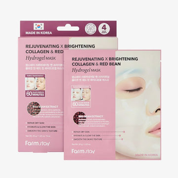 FarmStay Rejuvenating & Brightening Collagen & Red Bean Hydrogel Mask 35g x 4