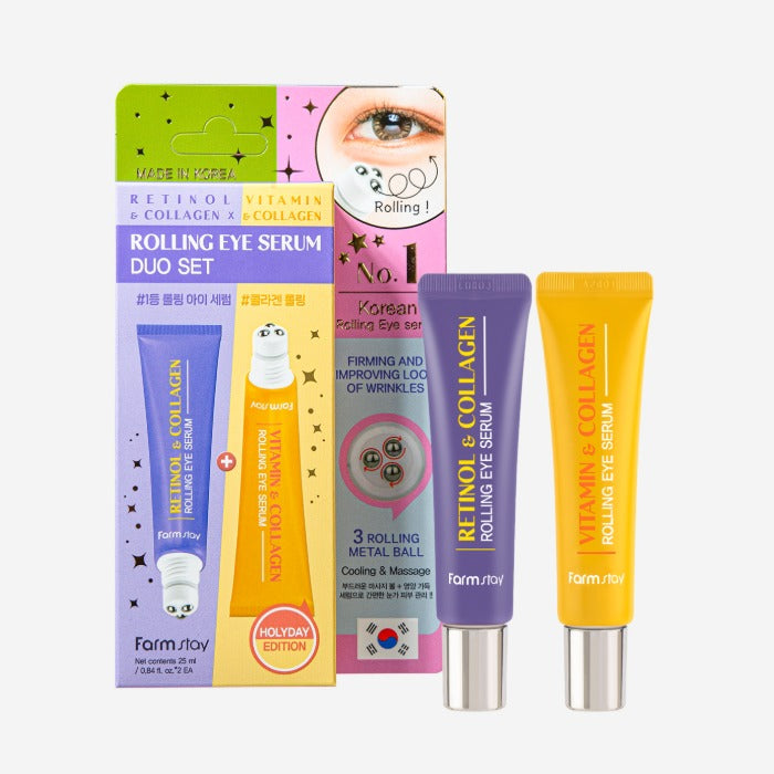 FarmStay Retinol & Collagen Rolling Eye Serum Duo Set 25ml + 25ml