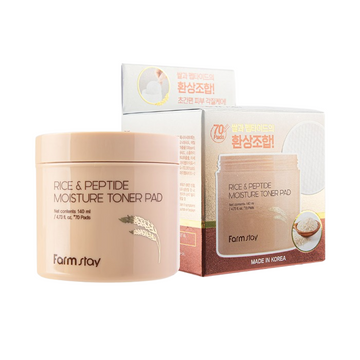 FARMSTAY RICE & PEPTIDE MOISTURE TONER PAD