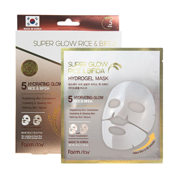 FarmStay Super Glow Rice Bifida Hydrogel Mask 35g x 4