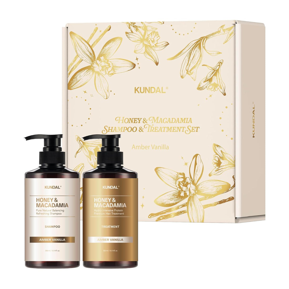KUNDAL Amber Vanilla Edition - Honey & Macadamia Shampoo + Treatment Set 500ml