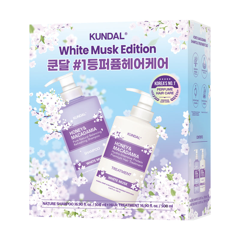 KUNDAL Honey & Macadamia Shampoo + Treatment Set 500ml - White Msuk
