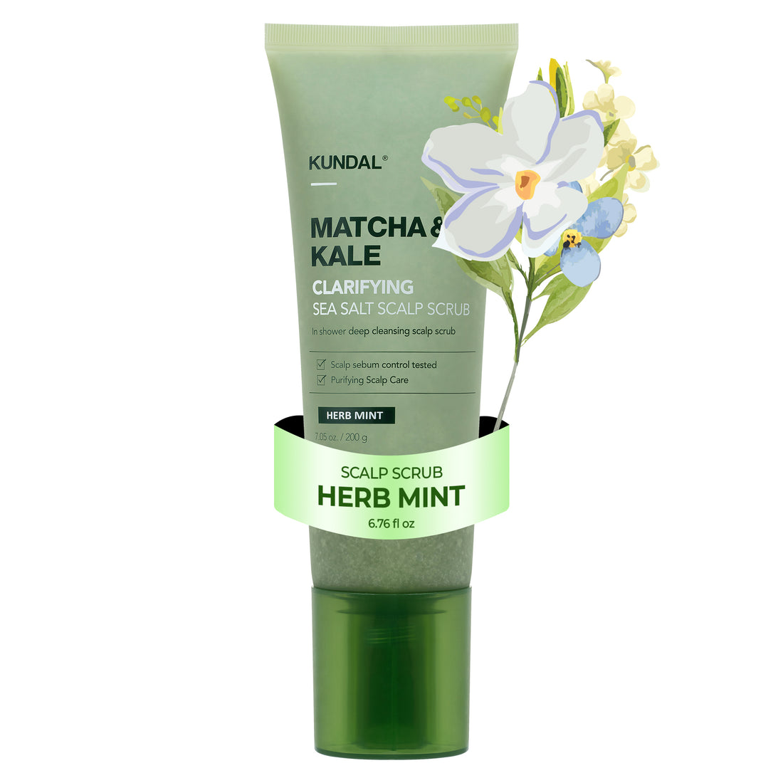 KUNDAL Matcha & Kale Clarifying Sea Salt Scalp Scrub 200g - Herb Mint