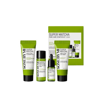 SOME BY MI SUPER MATCHA PORE CARE STARTER KIT
[Cleansing Gel 42ml, Clay Mask 42g, Toner 30ml, Serum 10ml]