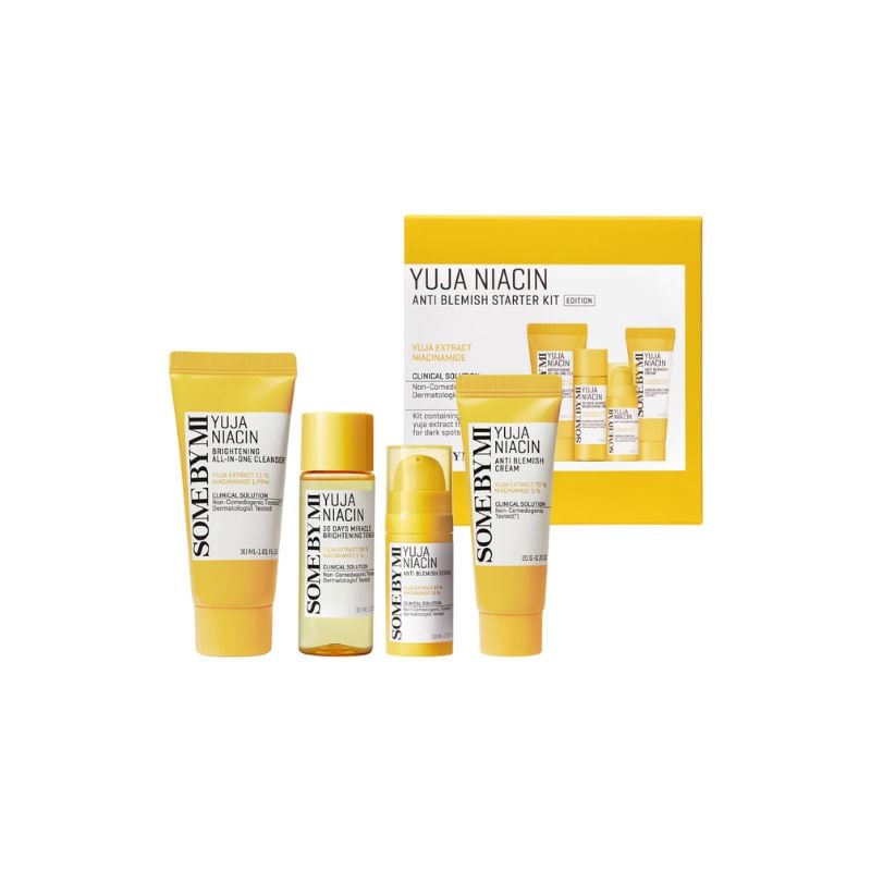 SOME BY MI YUJA ANTI BLEMISH STARTER KIT
[Cleanser 30ml, Toner 30ml, Serum 10ml, Cream 20ml]